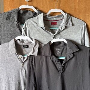 Set of 4 - Men's Gray Polo Shirts, Size M